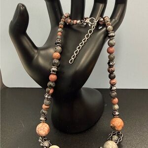 Chic Beaded Necklace - Black, Gray, Brown
